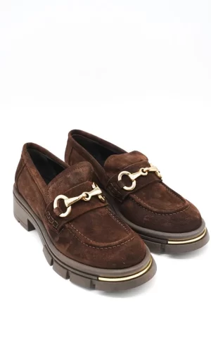 mocassino camoscio fibbia e placca A.NOA