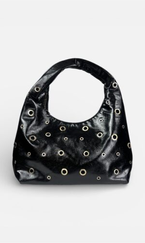 borsa mezza luna borchie over marrone ,nero MYRA - Nero