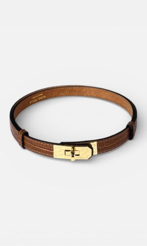 cinta vera pelle regolabile lucchetto animalier nero,rosso,marrone,cuoio MYRA - coccodrillo cuoio