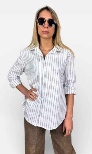 camicia rigata celeste,bianco,giallo by MYRA - Unica, rigata bianca