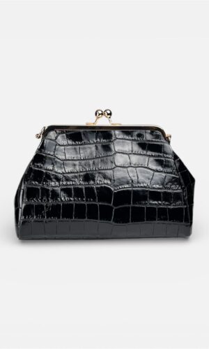 borsa vera pelle clutch stampa coccodrillo nero,burro,cuoio by MYRA