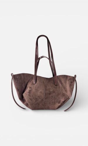 borsa tote eco camoscio marrone,beige by MYRA