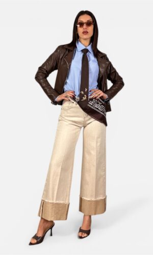 Jeans Wide Leg Risvolto Foulard by MYRA