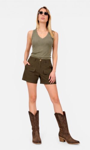 Shorts Cargo Cupro nero,militare TAKE TWO