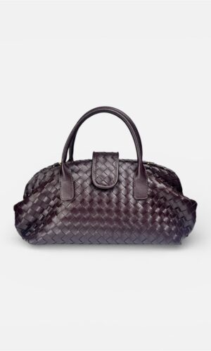 borsa clutch con patta intreccio cuoio,marrone by MYRA