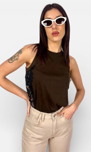 canotto con pizzo marrone,militare IMPERIAL