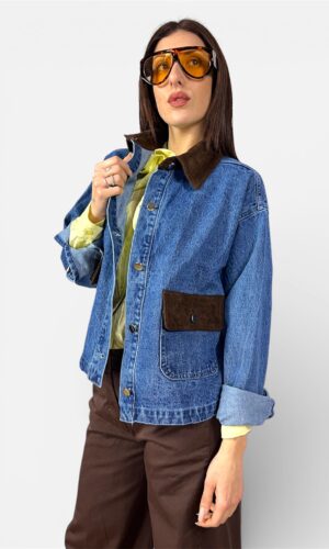 Giacca Denim Dettagli Velluto by MYRA