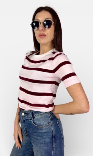 T-Shirt Righe Orizzontali rosa MYRA