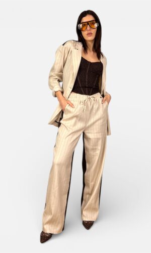 Pantalone Palazzo Gessato con Bande Laterali PHARD