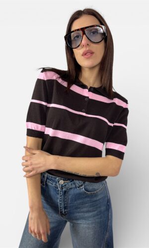 Polo in Filo Righe moro,bianco by MYRA