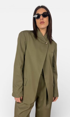 Blazer Chiusura Asimmetrica beige,militare BREND