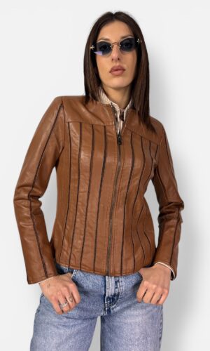 Giacca Biker in Eco Pelle nero,marrone,cuoio by MYRA