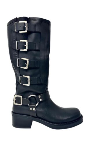 stivale alto fibbie vera pelle BREND