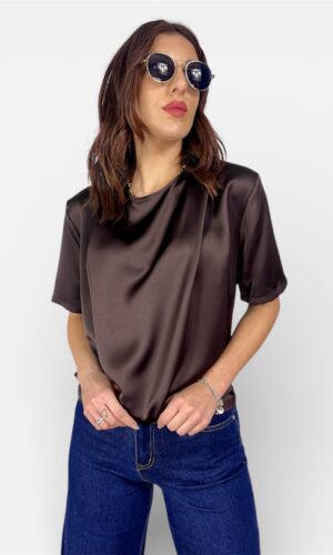 blusa saten arricciata mezza manica,IMPERIAL