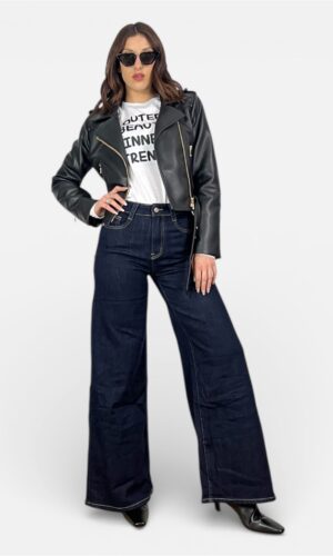 jeans palazzo crop blu scuro,MYRA