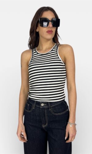 maglia smanicata righe black/white,SUSY MIX