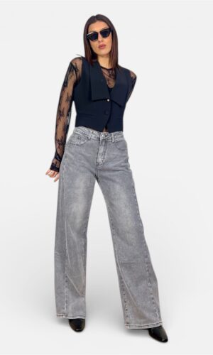 jeans wide leg grigio MYRA
