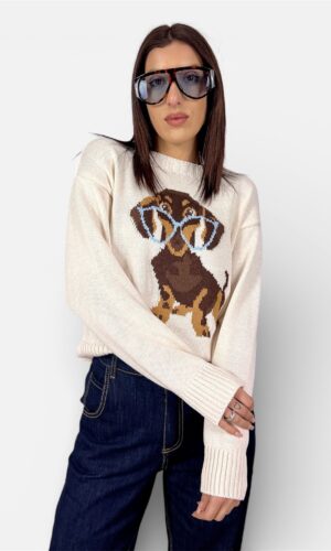 maglia in filo bassotto giallo,celeste by MYRA