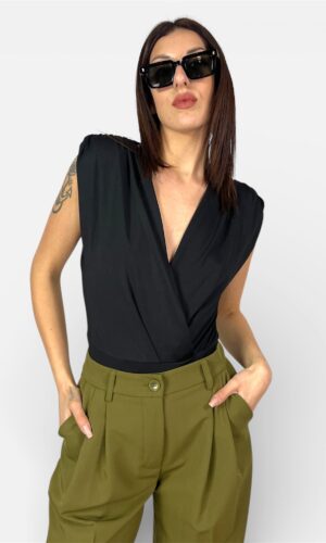 Top body con scollo incrociato nero,bianco,giallo by MYRA