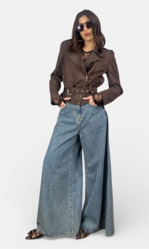 jeans palazzo ampio vita alta,MYRA