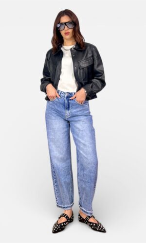 jeans balloon slavato chiaro,MYRA