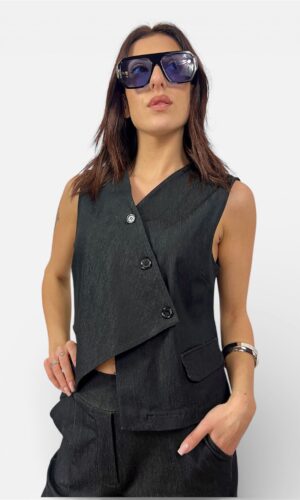 gilet asimmetrico bengalina fiammato KARMA