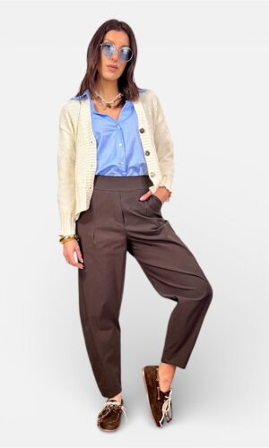 pantalone balloon bengalina cuoio,nero,blu,marrone,bianco,beige KARMA