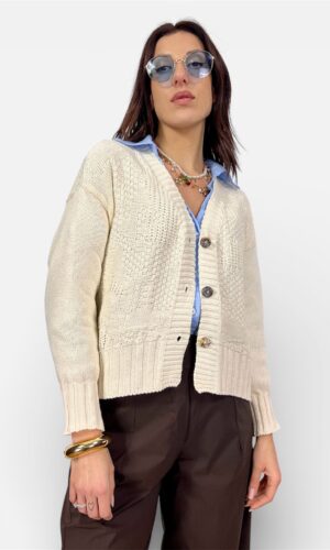 cardigan over trama panna,marrone KARMA