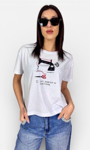 t-shirt scatola mezza manica stampata due varianti TAKE TWO