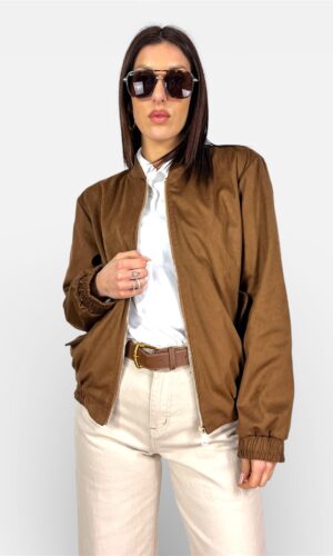 giacca eco daino bomber cuoio,beige by MYRA
