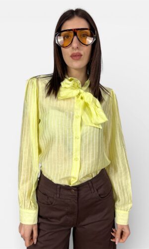 Camicia fiocco gessata lime,bianco BREND - XS, Lime