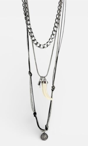 Collana Multi-Strato Pendente Corno Moneta oro,argento by MYRA