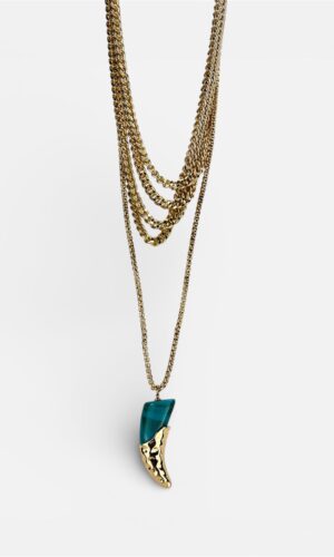 Collana Doppia con Pendente a Corno marrone,turchese,nero,bianco by MYRA