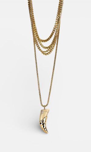 Collana Doppia con Pendente a Corno marrone,turchese,nero,bianco by MYRA - Corno Bianco